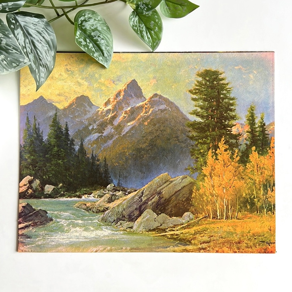 Vintage Robert Wood Grand Teton Litho in USA
